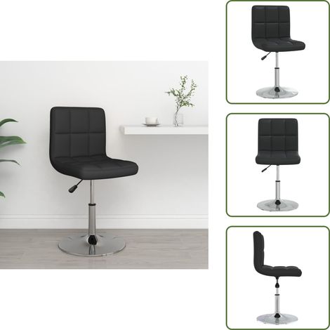 Silla giratoria - vidaXL Taburete de cocina de cuero sintético negro - Taburete ajustable