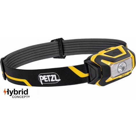 Petzl – Lampe frontale Aria 1 350 lumens – Étanchéité IP67 – Résistance aux chocs IK07 – Alimentation 3 piles AAA