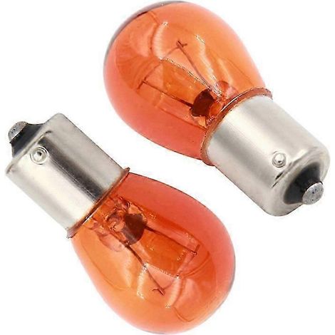 Lot de 2 ampoules de feu stop/clignotant 1156 Ba15s en verre, haute puissance, faible consommation, 21 W, 12 V CC, blanc/ambre, référence 289597 (1/5)