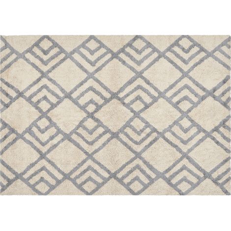 Alfombra de algodón beige claro gris 160 x 230 cm hecho a mano dormitorio Nevsehir