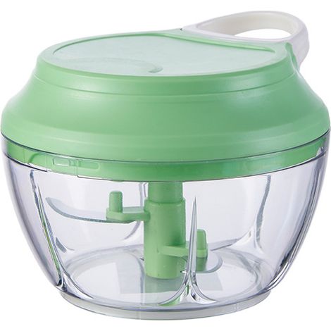 500ml Hachoir Manuel Mini Hachoir Coupe Oignon Manuel Mixeur Ficelle con 3 Lames en Acier Inoxydable pour Légumes Viandes Noix et Salade (Vert)
