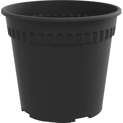 Juego de 24 macetas redondas 19 x 19 x 16 cm ligeras con drenaje para jardín o patio plástico negro 020059322 (1/5)