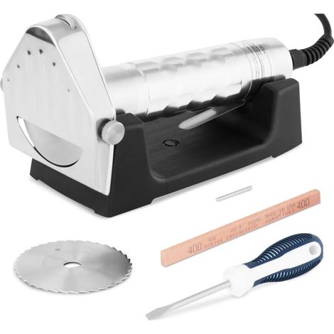 Cuchillo eléctrico para kebab, liso, dentado, con afilador y soporte, 0-6 mm, 80 W (1/5)