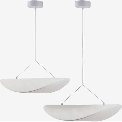 Lot de 2 plafonniers LED en tissu Zelvon SKLUM Blanc &x2194&xFE0E 60 cm - &x2194&xFE0E 80 cm