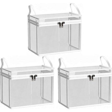 Boîte de rangement transparente, pliable et étanche pour livres, boîte en plastique pliable avec couvercle pour le rangement des livres, conception transparente pour un accès rapide aux articles (1/5)