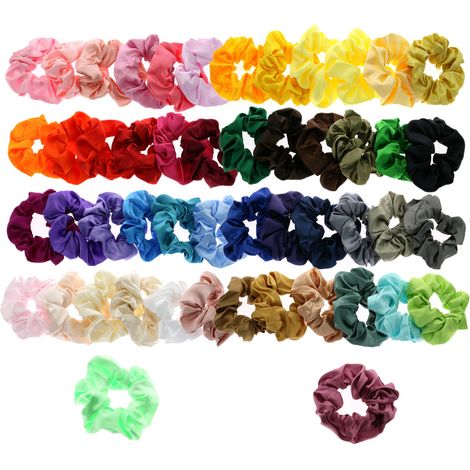 50 Pcs Cheveux Chouchous Velours Élastiques Bandes De Cheveux Cravates Cordes Scrun SHM90801016 PINCE BARRETTE CHOUCHOU ELASTIQUE (1/5)