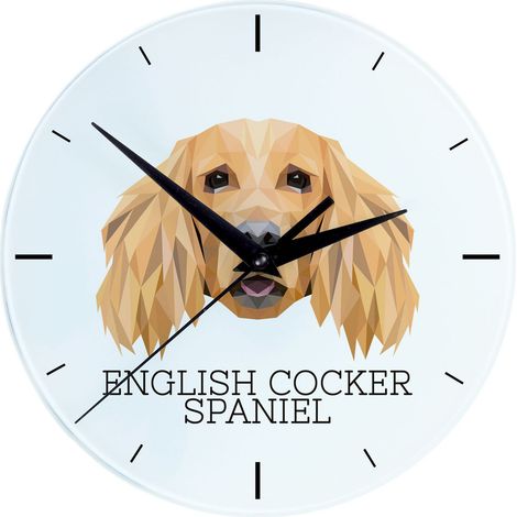 Cocker Spaniel inglese - orologio da parete geometrico con foto e iscrizione di Art-Dog (1/4)