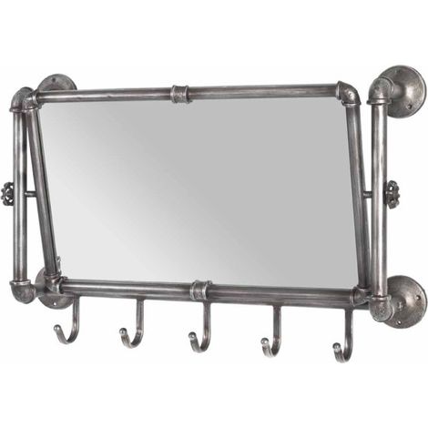 Patère Murale & Miroir "Cervin" 75cm Anthracite