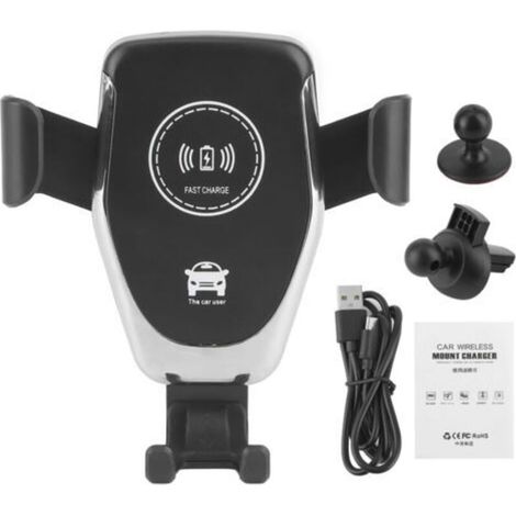 Support de charge rapide sans fil pour voiture, support de montage sur grille d'aération, chargeur de téléphone portable 10W
