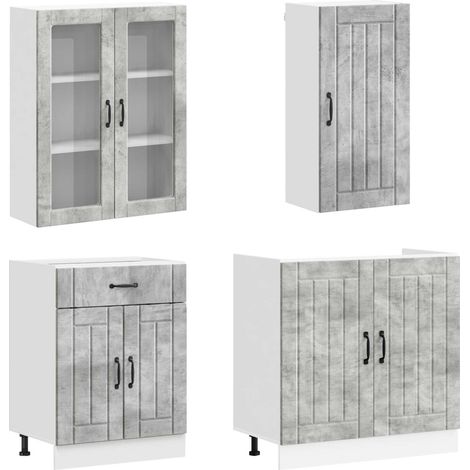 vidaXL Unidad de cocina LUCCA 8 uds. Gris Hormigón (1/2)