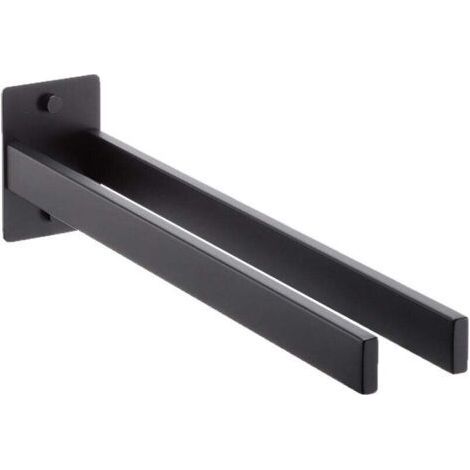 Stainless Steel Double Bar Towel Rack - Wall Mounted - Stainless Steel Bathroom Storage - Multifunctional Design - Black (1/4)