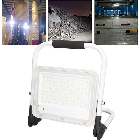 Projecteur LED pliable et rechargeable 100 W 9000 lumens, éclairage portable avec deux niveaux de luminosité et voyants d'avertissement rouge et bleu, norme européenne AC 100-240 V (1/5)