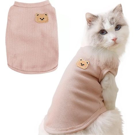 Abbigliamento per animali domestici Cardigan per gatti Per cani di piccola taglia Cardigan a maglia waffle Maglietta per cani e gatti taglia M Rosa (1/5)