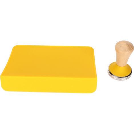 Lot de 2 tapis de tassage en silicone avec manche en hêtre, pour la maison et le bureau, jaune, 58 mm / 2,28 pouces. (1/5)