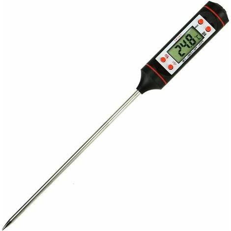 Thermomètre de cuisine, thermomètre à viande, sonde ultra-longue à lecture instantanée avec bouton °C/°F - Grill, barbecue, steak, confiserie, lait, bain-marie, pâtisserie Guazhuni (noir TP101) (1/5)