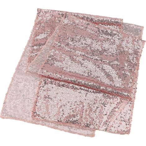 Nappe rectangulaire à sequins, chemin de table pour banquet, mariage, réception, décoration de fête, 1 or rose (1/5)