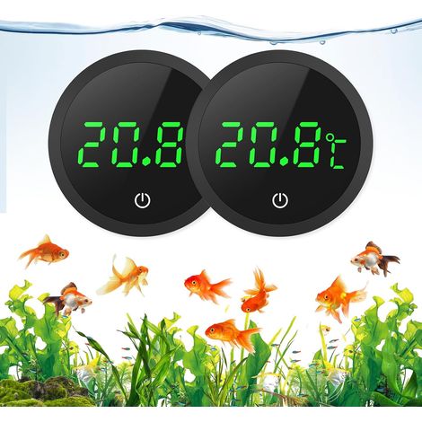 Zweiteiliges Thermometer-Set, digitales Thermometer, hochpräzise Touch-Taste, eingebauter Akku, geeignet für Aquarien – Schwarz (1/5)