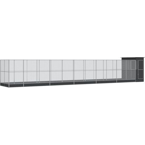 Gabbia per uccelli voliera con estensione argento 1244 x 203 x 216 cm acciaio Argento 020045647