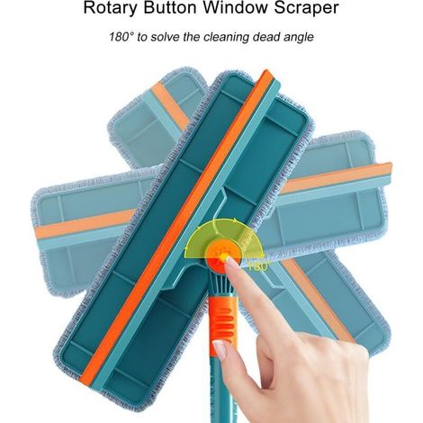 Kit de nettoyage de vitres professionnel 2 en 1, avec manche télescopique (longueur 1,35 m) et raclette pour vitres intérieures.
