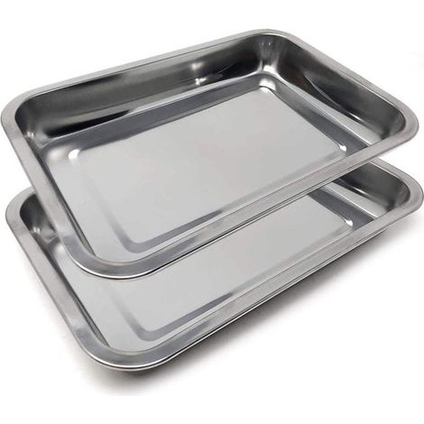 Juego de dos bandejas - bandeja rectangular profunda - acero inoxidable - 36 x 27 cm (1/5)