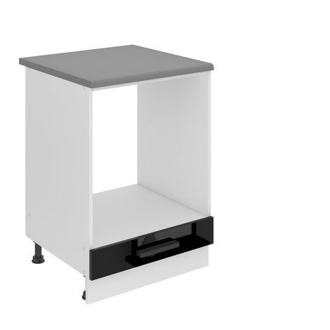 BELINI Meuble Cuisine Bas avec Plan de Travail SDP I Meubles de Cuisine - Taille: 51,6 x 60 x 85 cm I Petit Meuble Cuisine - sans Porte I Couleur : Noir très Brillant