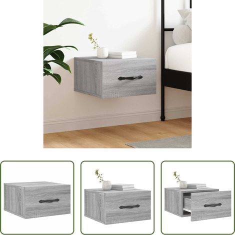 vidaXL Holz Nachttisch - Wand-Nachttisch Grau Sonoma 35x35x20 cm (1/5)