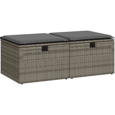Maison Exclusive - Set Divano Giardino 2 pz con Cuscini Grigio Polyrattan Acacia (1/5)