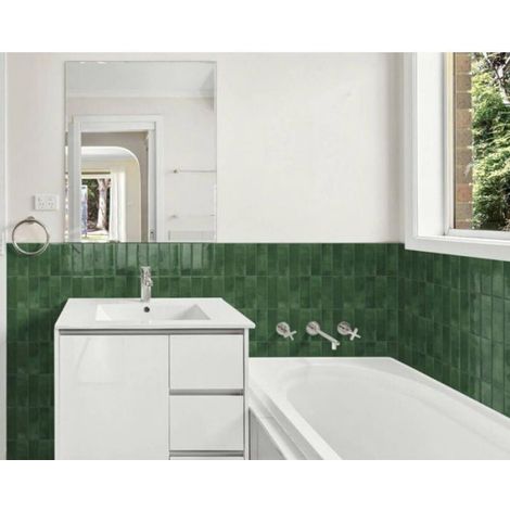 Carrelage Auto-adhésif - 30,5 x 30,5 cm - Vert - Rectangulaire - Imperméable - Lot de 10 (1/4)
