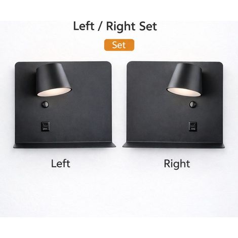 Lot 2 appliques murales LED orientables métal noir USB C 6W CCT (1/5)