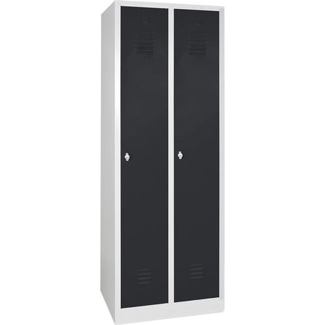BRB Garderobenspind Profi mit Drehriegelverschluss, 2 Abteile, BxTxH 600x500x1800 mm (lichtgrau/anthrazit) (1/3)