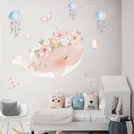 Guirlandes de baleines, autocollants muraux méduses, décoration pour la maison et la maternelle (1/4)