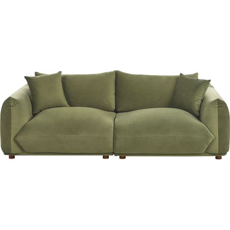 Sofa 3 Seater LUVOS Velvet Green (1/5)