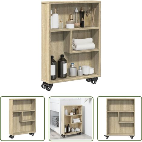 vidaXL Aufbewahrungswagen Schmal Sonoma-Eiche 48x13x68cm Holzwerkstoff (1/5)