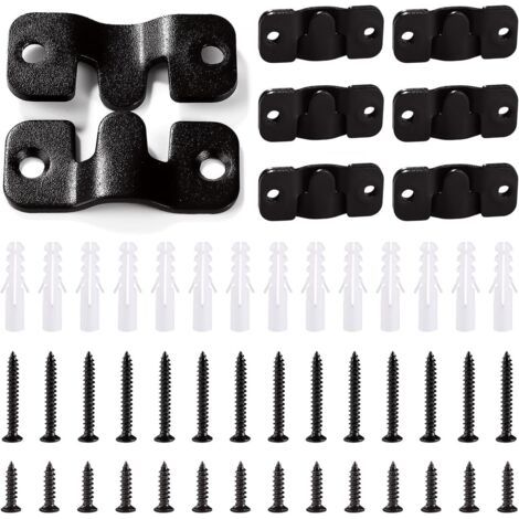 14-piece set with mounting brackets, stainless steel wall mounting loop, recessed picture frames, wall hangers, including 28 screws, black, 44 x 19 mm--DTEKGAZ
