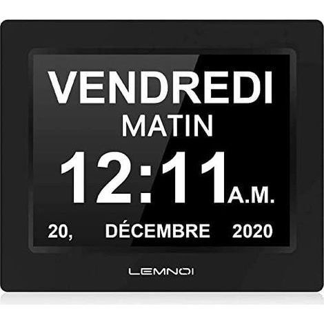 8" Pouce LCD Horloge Numérique Calendrier N10 avec Date Jour Et Heure Horloge Non-Abrégée Auto Dimming 8 Langues HD Display Rappel pour Alzheimer Les Personnes âgées et Les Enfants (1/5)