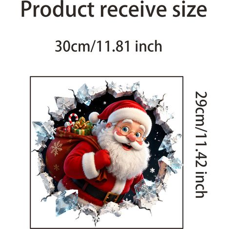Sticker mural de Noël représentant le Père Noël, idéal pour décorer votre salle de bain ou votre intérieur - JT6049 (3029cm)