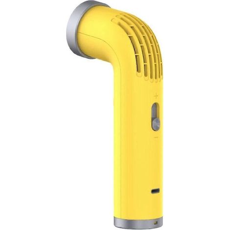 Tragbarer, wiederaufladbarer Ventilator, 3000 mAh, starker Luftstrom, Digitalanzeige, gelb (siehe Foto) (1/4)