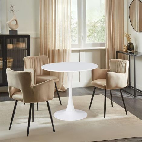 Table ronde en blanc mat 120x73H cm - Errin (1/2)