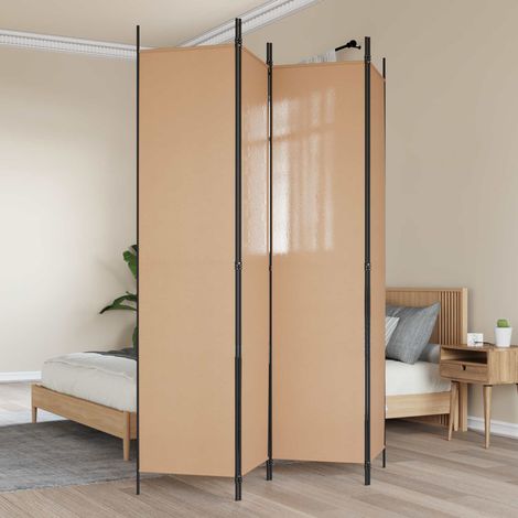 Separador de habitación de 4 paneles Beige 200 x 220 cm Tela