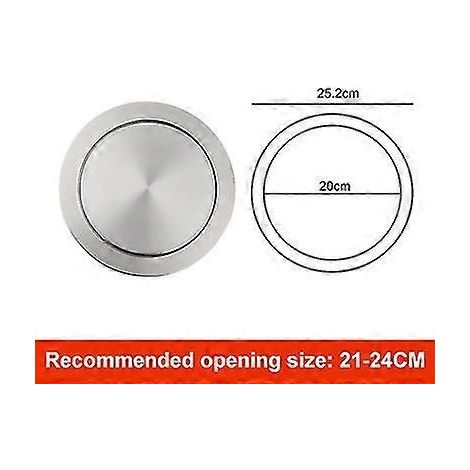 Poubelle de cuisine ronde argentée de 25 cm à couvercle basculant en acier inoxydable encastré et affleurant (1/5)