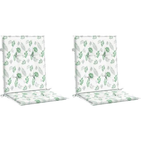 Lowback Chair Cushions 2 pcs Leaf Pattern Fabric vidaXL