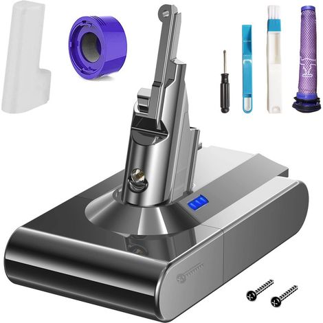 V8 21,6 V 5000 mAh Li-ion Ersatzakku Kompatibel mit Dyson V8 V8 Absolute, Dyson V8 Animal, Dyson V8 Fluffy mit 1 Filter + 1 Post-HEPA-Filter + 1 Bürste + Schraubendreher (1/5)