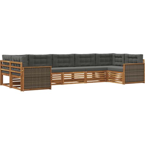 Set di divani da esterno 7 pz Naturale e Antracite vidaXL (1/5)