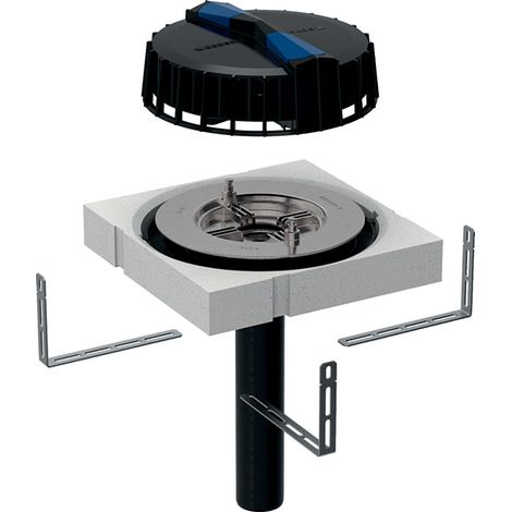 Scarico per tetti DN56, per guaine o rivestimenti bituminosi, griglia di protezione in plastica, scarico orizzontale, capacità 12 l/s (Pluvia) (1/4)