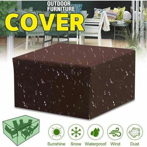 1 housse de meuble de jardin, 150x150x70 cm, tissu Oxford 210D, imperméable, anti-UV, avec cordon de serrage ajustable, pour tables et chaises extérieures (1/5)