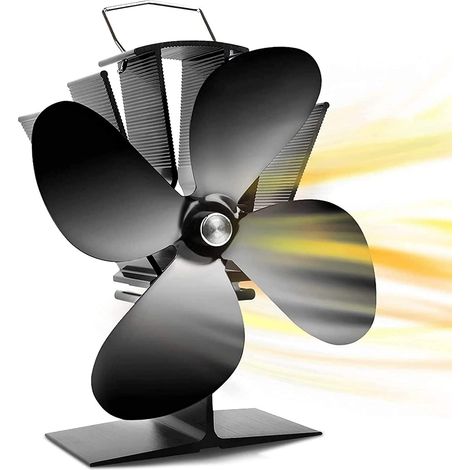 ventilateur poele à bois alimenté par la chaleur 4 lames pour bûches/cheminée, 60℃/140℉ ventilateur cheminee Départ rapide circulation d'air chaud silencieuse économisant le carburant efficacement (1/5)