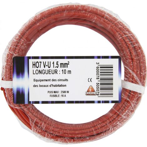 Câble Ho7vu Rouge 1.5mm Fil électrique Monoconducteur Pour Installation Fixe - Dhome