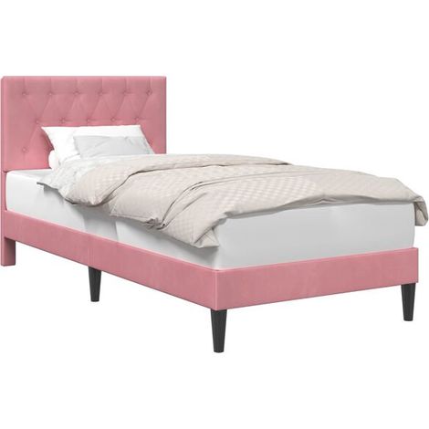 Cadre de lit en velours rose avec tête de lit, 80 x 200 cm (1/5)