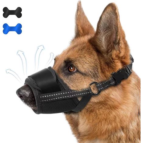 Masque pour chien, masque en maille douce anti-aboiements et morsures, adapté aux grands chiens, anti-mâchouillage, respirant (1/5)