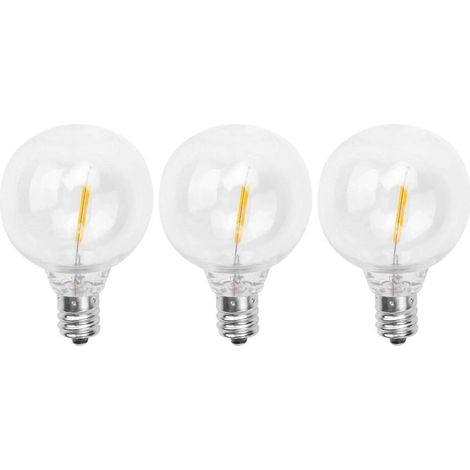 Confezione da 3 lampadine LED di ricambio G40, attacco a vite E12, infrangibili, compatibili con luci a stringa solari, luce bianca calda - AquaForge (1/5)